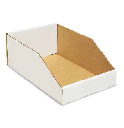 White 50-8" x 24" x 4 1/2" Open Top Corrugated Bin Boxes 