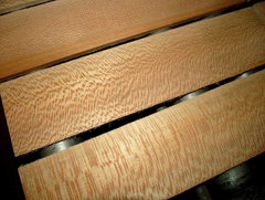 Lacy Sycamore is quarter sawn sycamore that exposes a lot of beautiful ray fleck. The material is highly variable, but is selected for maximum impact for use in guitars. This is a reference picture.