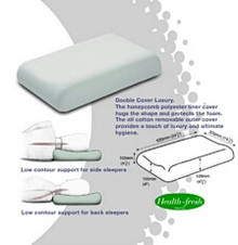 This Dentons Low Profile Pillow should best suit smaller framed people who sleep on their side, or most people who sleep on their back.