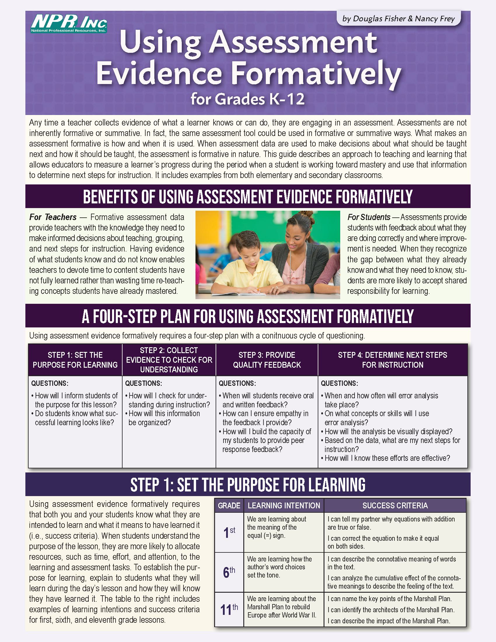 Using Assessment Evidence Formatively for Grades K-12