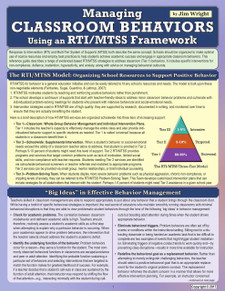 Managing Classroom Behaviors using an RTI/MTSS Framework cover