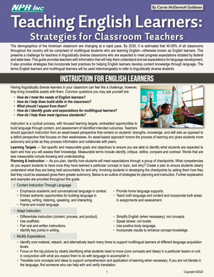 Teaching English Learners: Strategies for Classroom Teachers