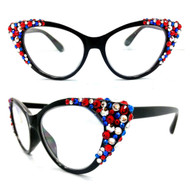 Crystal Cateye Reading Glasses: Red, White, and Blue!