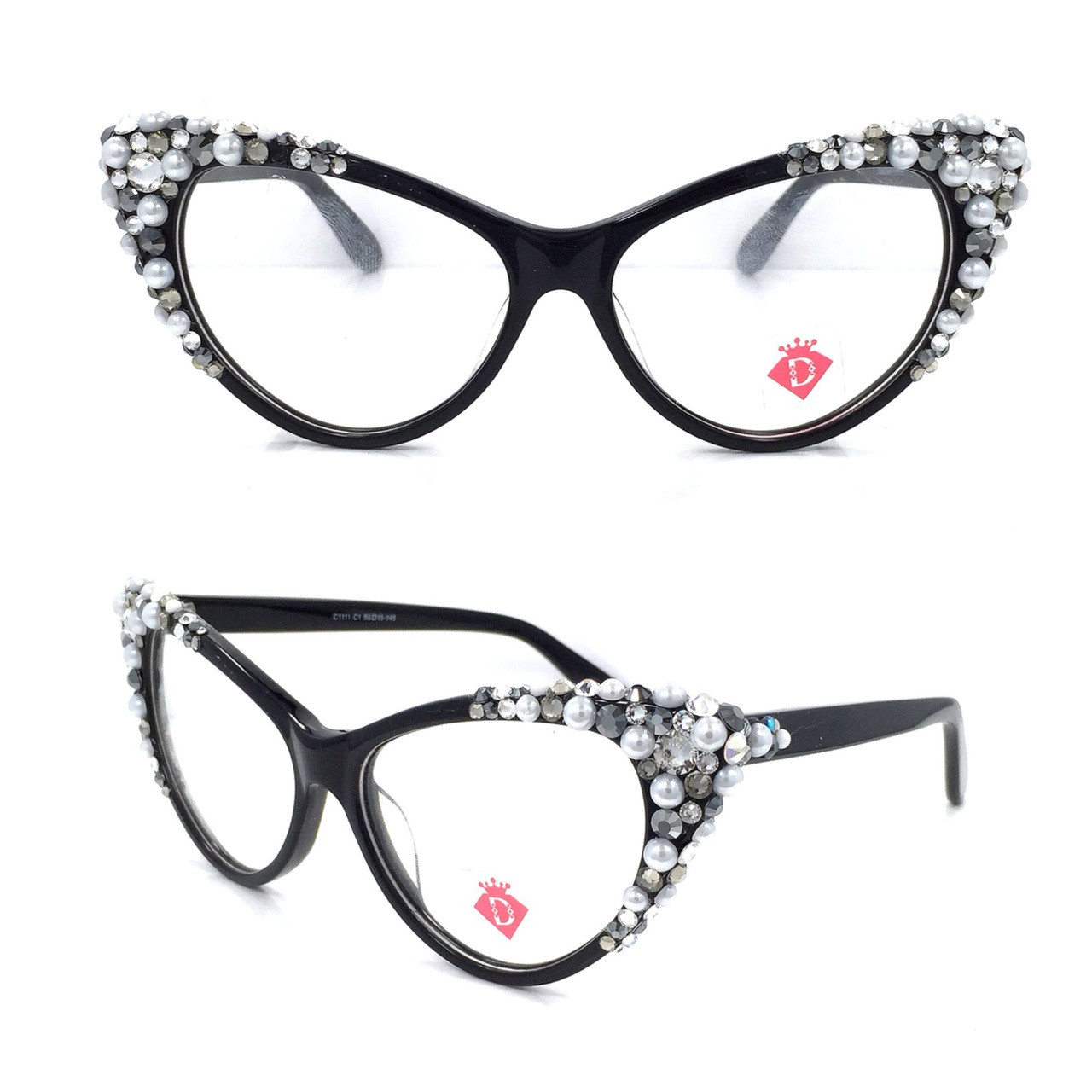 Crystal cat eye reading glasses clearance