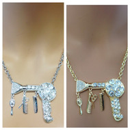 Crystal Blow Dryer Charm Necklace