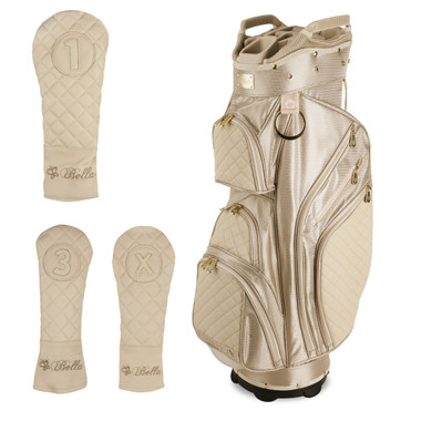 iBella Ladies Golf Cart Bag (with 3 Matching Headcovers) Tan (IB734299-SET)