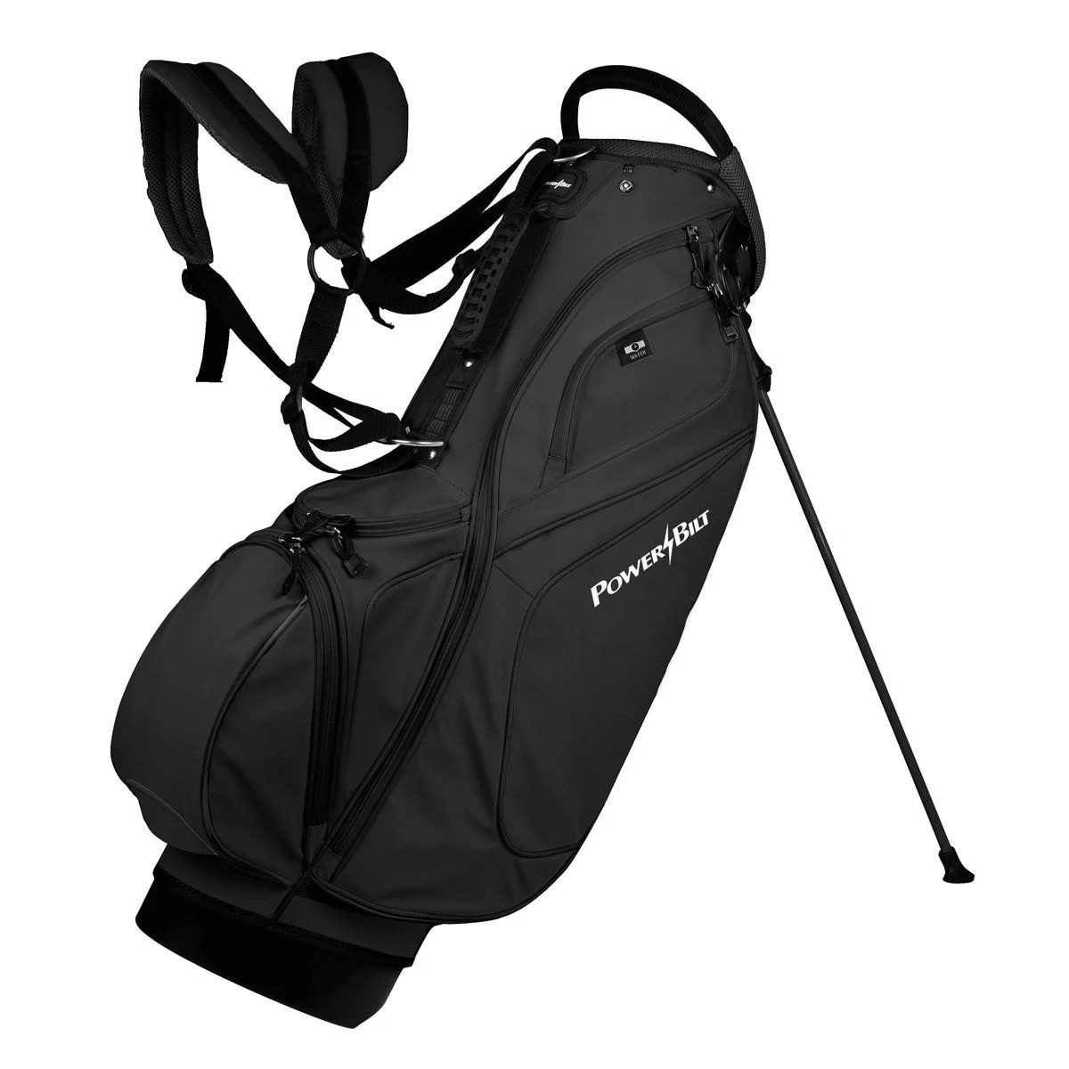 Students Golf メンズ ブラック L新品タグ付き Powerbilt TPS Dunes Synthetic Leather Golf Stand Bag, Black (PB125267)
