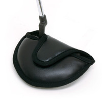 oversized oversize mallet putter head cover, black synthetic leather, polyurethane, 2  or 3 ball ball style