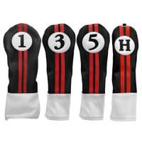 Sahara Retro Golf Headcover Bundle - Driver/3/5/H Black/Red/White