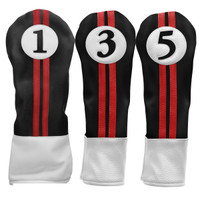 Sahara Retro Golf Headcover Bundle - Driver/3/5 Black/Red/White