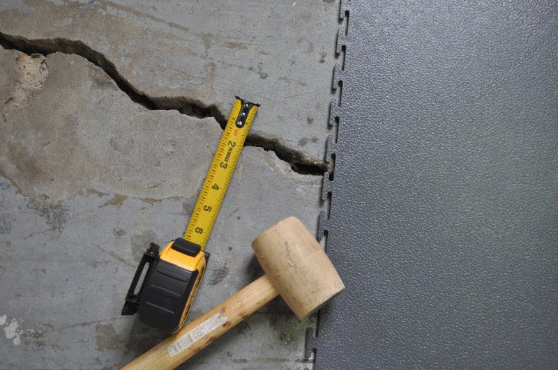 Flexible interlocking tiles install directly over cracks, painted floors, old concrete. Easy do it yourself install. perfectionfloortile-facebook.gif