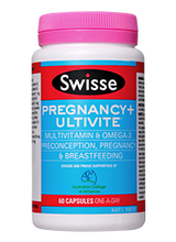 Swisse Pregnancy+ Ultivite contains premium quality ingredients to provide essential nutrients for the mother and her developing baby, during preconception, pregnancy and breastfeeding.
This comprehensive, one-a-day formula contains 24 nutrients, including vitamins, minerals and omega-3 fatty acids for nutritional support. The benefits of supplementing the diet with omega-3 DHA during pregnancy have been well researched. Omega-3 DHA plays a vital role in the healthy development of the baby's eyes, brain and nervous system. The developing baby relies solely on the mother for supply of omega-3. Swisse Pregnancy + Ultivite includes a dose of omega-3 to help meet the mother and baby's needs.
Swisse Pregnancy + Ultivite also provides a daily dose of 500mcg of folic acid. If taken daily for one month before conception and during pregnancy, this dose of folic acid may reduce the risk of having a child with spina bifida or neural tube defects. Iodine is included for the development of the baby's brain, eyesight and hearing. Antioxidant rich grape seed extract is also included.
The wild tuna oil in Swisse Pregnancy + Ultivite is sourced sustainably.
The Swisse Ultivite range is based on over 25 years of research.