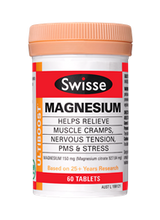Swisse Ultiboost Magnesium contains a premium quality magnesium to help support healthy muscle function, help reduce premenstrual syndrome (PMS) symptoms and support general health and wellbeing.
Swisse Ultiboost Magnesium contains a premium and bioavailable form of magnesium (citrate) which helps increase absorption. Magnesium concentration may be lower in women with PMS.
Supplementing with magnesium may help reduce PMS symptoms such as stress, water retention and pain.
The Swisse Ultiboost range is based on over 25 years of research.