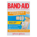 BAND-AID PLASTIC STRIPS ASSORTED SHAPES 50PK