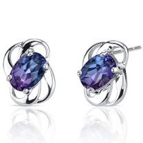 Classy 2.00 carats Alexandrite earrings in Sterling Silver Style SE6980