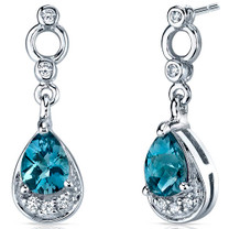 Simply Classy 1.50 Carats London Blue Topaz Dangle Earrings in Sterling Silver Style SE7146