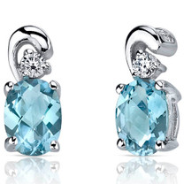 Sleek and Radiant 2.00 Carats Swiss Blue Topaz Earrings in Sterling Silver Style SE7160