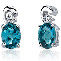 Sleek and Radiant 1.50 Carats London Blue Topaz Earrings in Sterling Silver Style SE7162