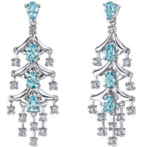 Captivating Seduction 4.00 Carats Swiss Blue Topaz Dangle Earrings in Sterling Silver Style SE7190
