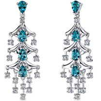 Captivating Seduction 4.00 Carats London Blue Topaz Dangle Earrings in Sterling Silver Style SE7192