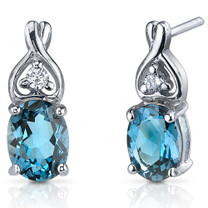 Classy Style 3.00 Carats London Blue Topaz Oval Cut CZ Earrings in Sterling Silver Style SE7212