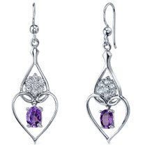 Illuminating Hearts 1.50 Carats Amethyst Oval Cut Dangle CZ Earrings in Sterling Silver Style SE7258