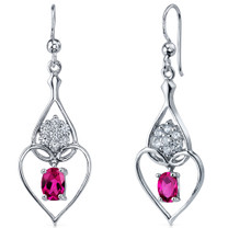 Illuminating Hearts 2.00 Carats Ruby Oval Cut Dangle CZ Earrings in Sterling Silver Style SE7268