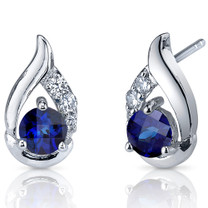 Radiant Teardrop 1.50 Carats Blue Sapphire Round Cut CZ Earrings in Sterling Silver Style SE7324