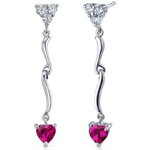 Brilliant Love 2.00 Carats Ruby Heart Shape Dangle CZ Earrings in Sterling  Silver Style SE7340
