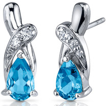 Graceful Glamour 2.00 Carats Swiss Blue Topaz Pear Shape CZ Earrings in Sterling Silver Style SE7426