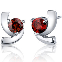 Illuminating 2.00 Carats Garnet Round Cut Earrings in Sterling Silver Style SE7584