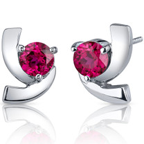 Illuminating 2.50 Carats Ruby Round Cut Earrings in Sterling Silver Style SE7592
