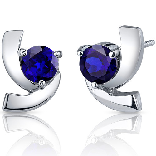 Illuminating 2.50 Carats Blue Sapphire Round Cut Earrings in Sterling  Silver Style SE7594