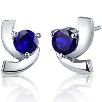 Illuminating 2.50 Carats Blue Sapphire Round Cut Earrings in Sterling Silver Style SE7594