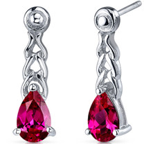 Intricate Allure 2.00 Carats Ruby Pear Shape Drop Earrings in Sterling Silver Style SE7700