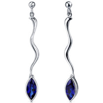 Amazing Curves 2.50 Carats Blue Sapphire Marquise Cut Dangle Earrings in Sterling Silver Style SE7846