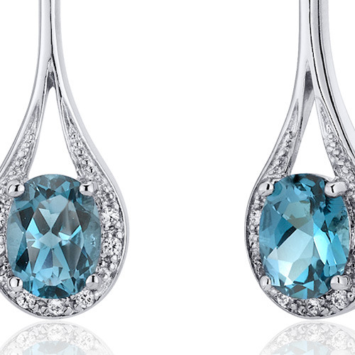 Glamorous 4.00 carats London Blue Topaz Oval Cut Dangle Diamond CZ