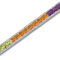 15.00 carats Princess Cut Rainbow Multi Gemstone Tennis Bracelet in Sterling Silver Style sb2676