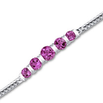 Round Cut Created Ruby Gemstone Bracelet in Sterling Silver Style sb2790