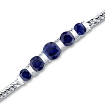 Round Cut Created Sapphire Gemstone Bracelet in Sterling Silver Style sb2792