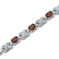 1.75 carats Oval Cut Garnet & White CZ Gemstone Bracelet in Sterling Silver Style sb2798