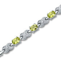 1.50 carats Oval Cut Peridot & White CZ Gemstone Bracelet in Sterling Silver Style sb2800