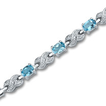 1.75 Carats Oval Cut Swiss Blue Topaz & White CZ Bracelet in Sterling Silver Style sb2802