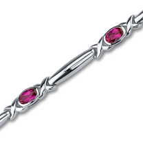 Oval Cut Created Ruby Gemstone Bracelet in Sterling Silver Style sb2822