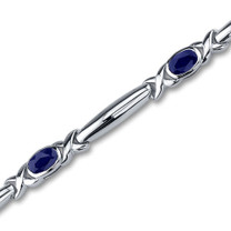 Oval Cut Created Sapphire Gemstone Bracelet in Sterling Silver Style sb2824