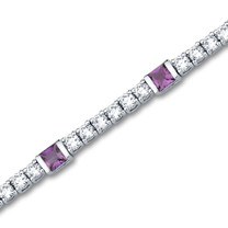 1.75 carats Princess Cut Amethyst & White CZ Gemstone Bracelet in Sterling Silver Style SB2872