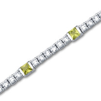 2.25 carats Princess Cut Peridot & White CZ Gemstone Bracelet in Sterling Silver Style SB2876