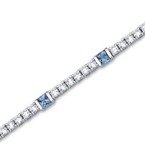 2.50 Carats Princess Cut London Blue Topaz & White CZ Bracelet in Sterling Silver Style SB2878