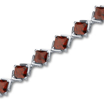 12.00 carats Princess Cut Garnet Gemstone Bracelet in Sterling Silver Style SB2998