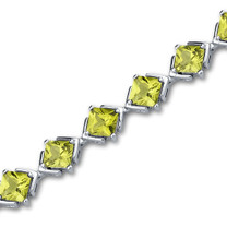 11.25 carats Princess Cut Peridot Gemstone Bracelet in Sterling Silver Style SB3000